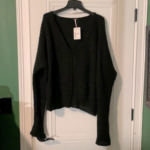Free People v-neck black sweater